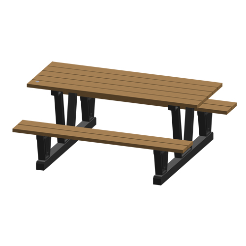 Recycled Plastic Outdoor Picnic Tables, 72" L x 60-5/16" W, Redwood Action Paper