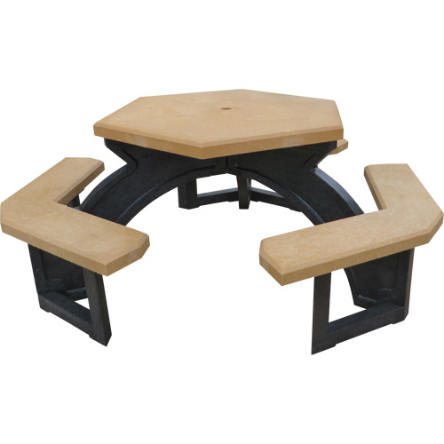 Recycled Plastic Hexagon Picnic Tables, 78" L x 78" W, Cedar Action Paper