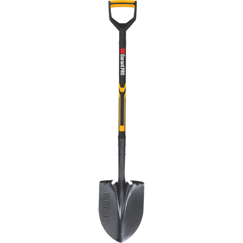 Pro Round Point Shovel, Tempered Steel Blade, Fibreglass, D-Grip Handle Action Paper