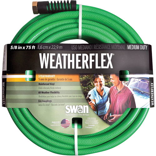 Weatherflex Medium Duty Garden Hoses, Vinyl, 5/8" dia. x 75' Action Paper