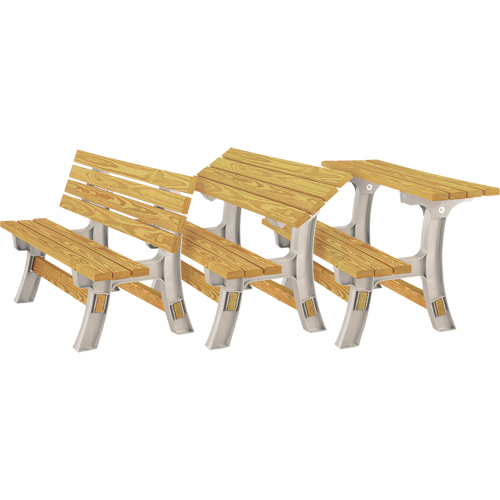 Basics&reg; Flip Top Park Bench / Table, Plastic, 96" L x 26" W x 34" H, Sand Action Paper