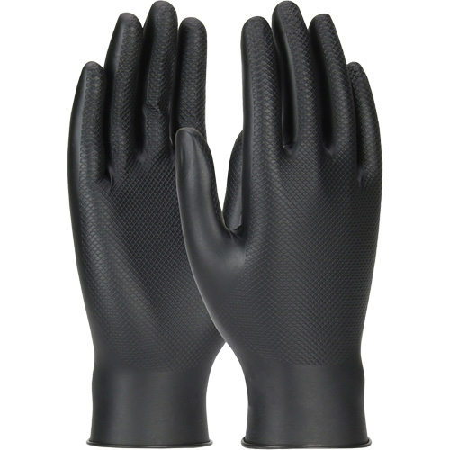 Gants jetables ambidextres Grippaz Skins, Petit, Nitrile, 6 mils, Sans poudre, Noir Action Paper