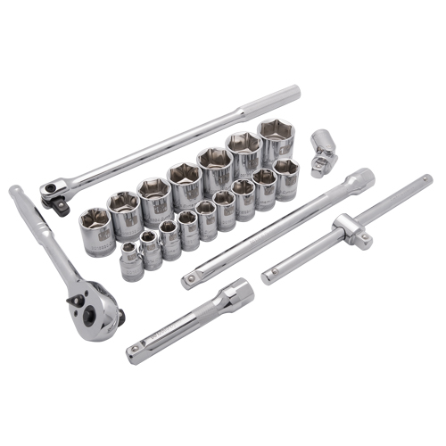 SAE Socket Set, 22 Pcs, 1/2" Drive Size Action Paper