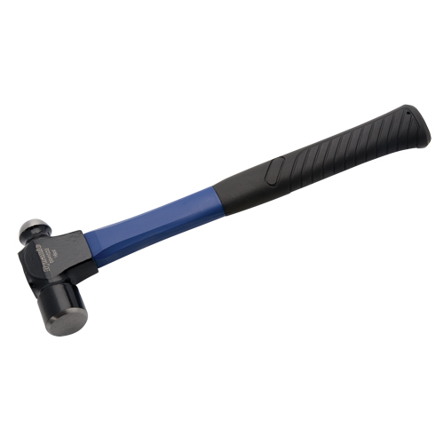 Ball Pein Hammer, 24 oz. Head Weight, Polished Face, Fibreglass Handle Action Paper