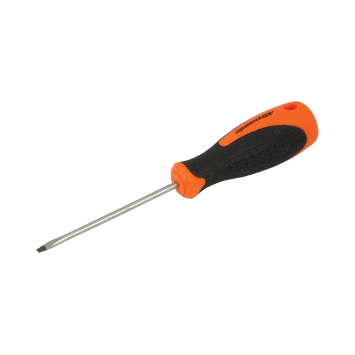 Slotted Screwdriver, 1/8" Tip, Round, 6" L, Cushion Grip Handle Action Paper
