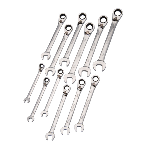 Reversible Wrench Set, Combination, 12 Pieces, Metric Action Paper
