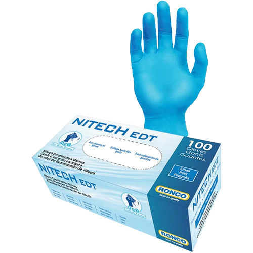 EDT&reg; Examination Gloves, X-Large, Nitech&reg;, 5-mil, Powder-Free, Blue, Class 2 Action Paper