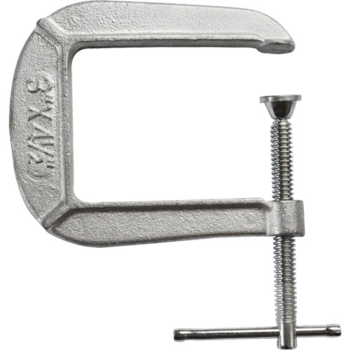 Light-Duty C-Clamp, 3" (76 mm) Capacity, 4-1/2" (114 mm) Throat Depth Action Paper