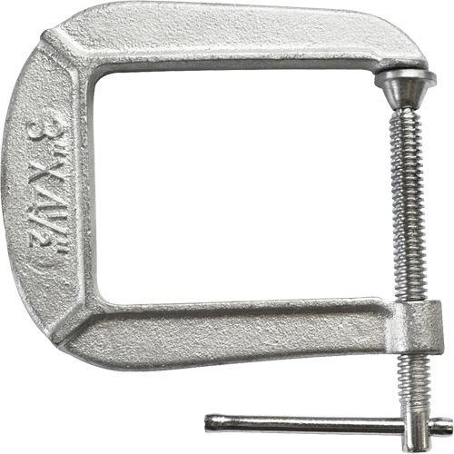 Light-Duty C-Clamp, 3" (76 mm) Capacity, 4-1/2" (114 mm) Throat Depth Action Paper