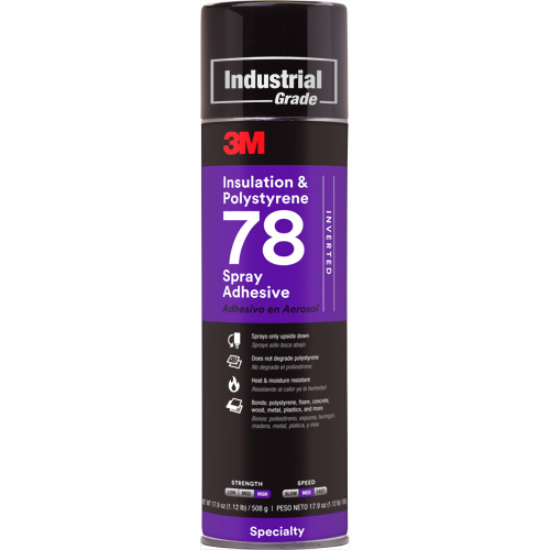 Polystyrene Foam Insulation 78 Spray Adhesive, 24 oz., Aerosol Can, Clear Action Paper