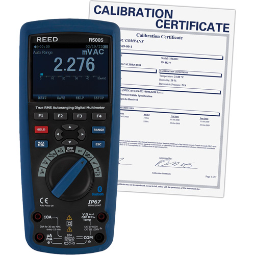 True RMS Industrial Multimeter with Calibration Certificate, AC/DC Voltage, AC/DC Current Action Paper