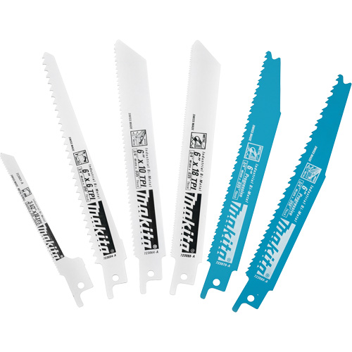 6-Piece Recipro Saw Blade Assortment Pack, Bi-Metal, 6-18 TPI, 6"/3-1/2" L x 3/4" W Action Paper