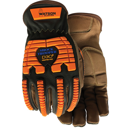 Gants antichocs Drill Sergeant, Grand, Paume en Cuir fleur, Poignet &agrave; enfiler Action Paper