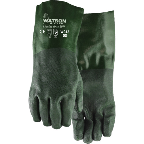 Dura Dip Gloves, 12" L, PVC, Jersey Inner Lining Action Paper