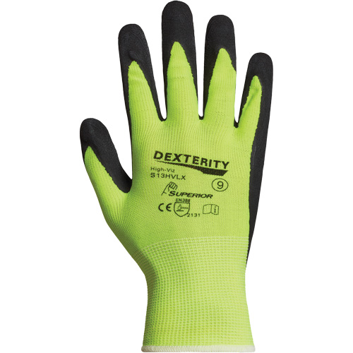 Gants enduits Dexterity, 10, R&ecirc;vetement Latex, Calibre 13, Enveloppe en Polyester Action Paper