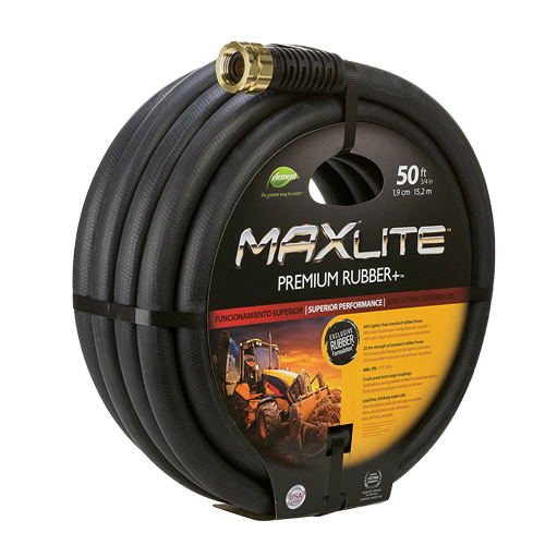 MAXLite Water Hose, Rubber, 3/4" dia. x 50' L Action Paper