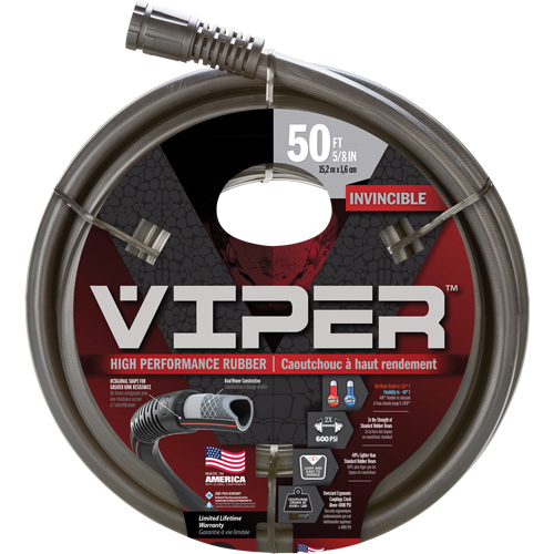 Tuyau haute performance Viper, Caoutchouc, 5/8" dia x 50' Action Paper