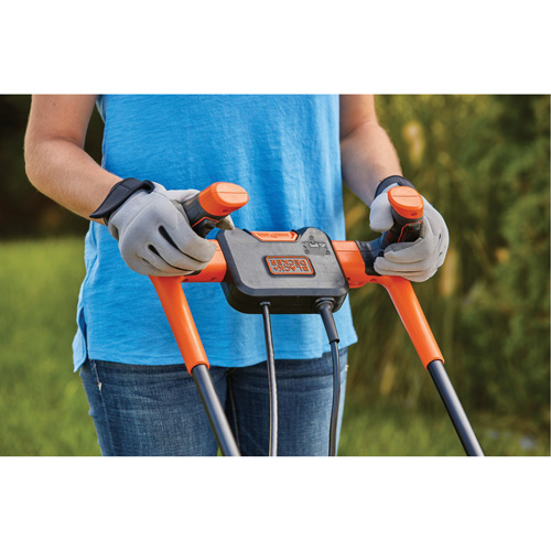Lawn Mower with Comfort Grip Handle, Push Walk-Behind, Electric, 15" Cutting Width Action Paper