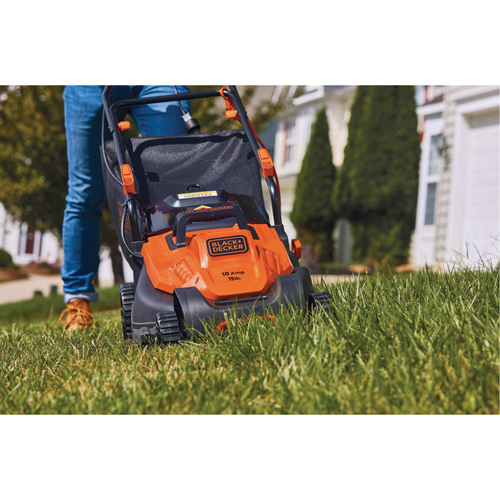 Lawn Mower with Comfort Grip Handle, Push Walk-Behind, Electric, 15" Cutting Width Action Paper