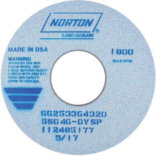 Tool Room Wheel, Type 01, Ceramic Alumina, 14" x 1-1/2" Action Paper