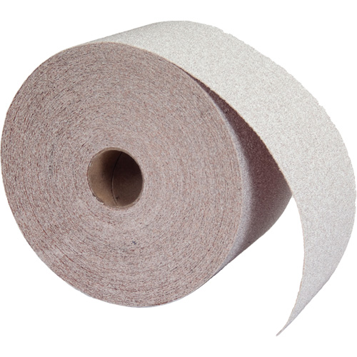 Rouleau de papier abrasif PSA sans chargement, Oxyde d'aluminium, 2-3/4" la x 75' lo, Grain 80 Action Paper