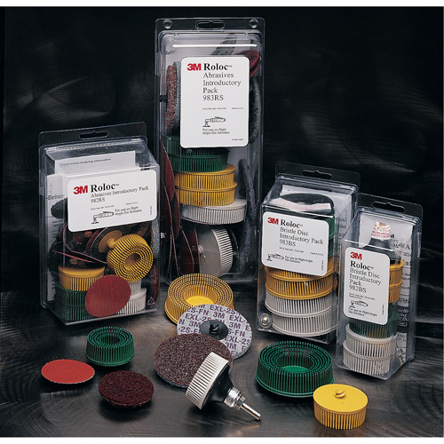 Scotch-Brite Roloc Bristle Disc Kit, Ceramic, 50, 80, 120 Grit, 2" Dia. Action Paper