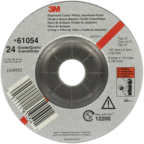 Depressed Centre Grinding Wheel, 5" x 27, Aluminum Oxide Action Paper