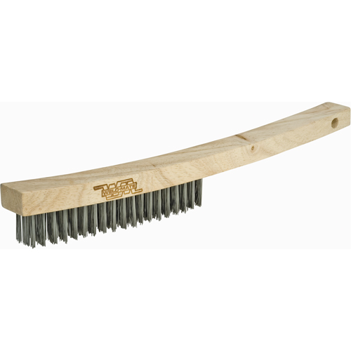 Long Handle Industrial-Duty Scratch Brush, Carbon Steel, 3 x 19 Wire Rows, 13-3/4" Long Action Paper