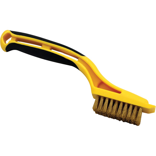Mini Scratch Brush, Brass, 5 x 10 Wire Rows, 8-1/4" Long Action Paper