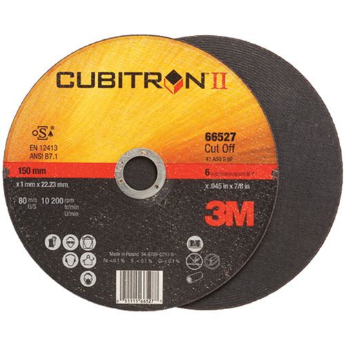 Cubitron II Cut-Off Wheel, 4-1/2" x 0.04"/0.045", 7/8" Arbor, Type 27, Ceramic, 13300 RPM Action Paper