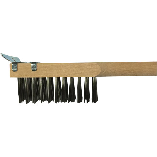 Brosse de nettoyage avec racloir, Acier inoxydable, 3 x 10 rangs de fils, Longueur 20" Action Paper