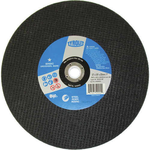 Basic Cut-Off Wheel, 12" x 1/8", 1" Arbor, 1, Aluminum Oxide Action Paper