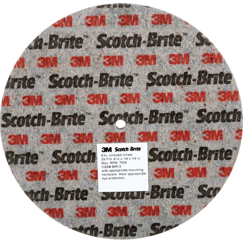 Meule unitaris&eacute;e EXL Scotch-Brite, 6" x 1/4", Arbre de 1/4", Grain de Fin, Carbure de silicium Action Paper