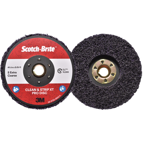 Disque  Clean and Strip  XT Pro Scotch-Brite, 4-1/2" dia., Grain Extra grossier, Carbure de silicium Action Paper