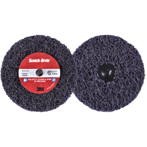 Scotch-Brite Roloc+ Clean & Strip XT Pro Disc, 4" Dia., Extra Coarse Grit, Silicon Carbide Action Paper