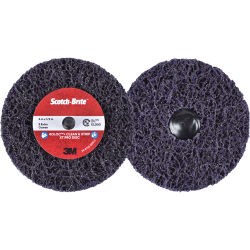 Disque  Clean and Strip  XT Pro Roloc Scotch-Brite, 4" dia., Grain Extra grossier, Carbure de silicium Action Paper