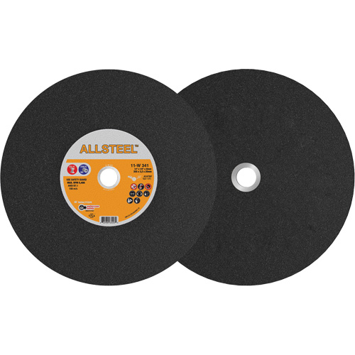 AllSteel Chopsaw Wheel, 14" x 1/8", 25/32" Arbor, Type 1, Aluminum Oxide, 5400 RPM Action Paper