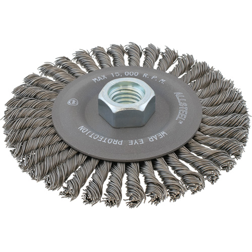 ALLSTEEL Stringer Bead Wire Brush, 5" Dia., 0.02" Fill, 5/8"-11 Arbor, Steel Action Paper