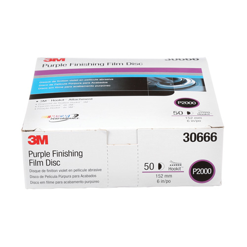 Hookit Finishing Film Disc, 6" Dia., P2000 Grit, Aluminum Oxide, Film Action Paper