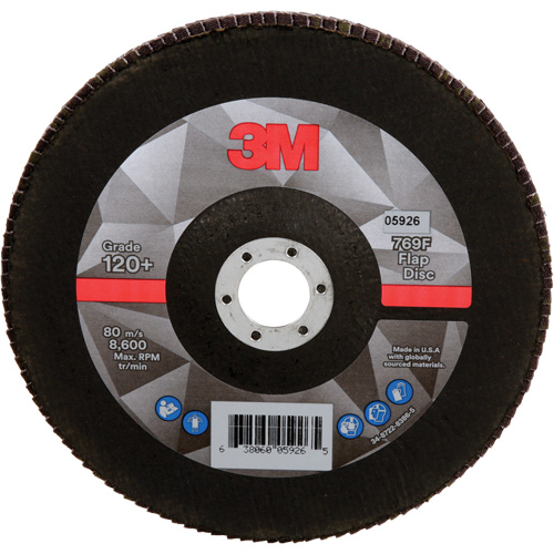 Disque &agrave; lamelles &agrave; changement rapide 769F, 7" x 7/8", Type 27, Grain 120+, Oxyde d'aluminium/C&eacute;ramique Action Paper