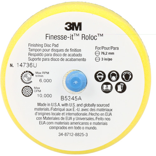 Finesse-it Roloc Finishing Disc Pad, 3" Dia. Action Paper