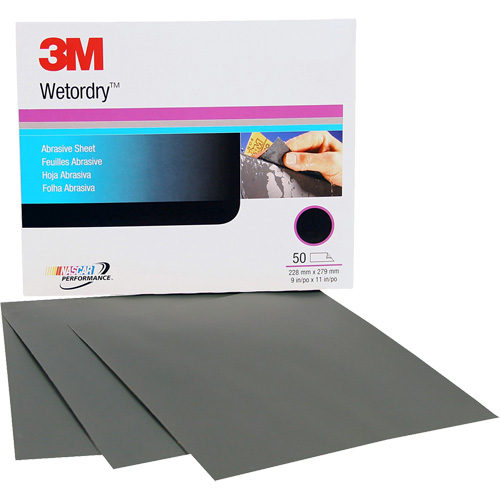 Feuille abrasive Wetordry, 9" x 11", Grain P500, Oxyde d'aluminium Action Paper