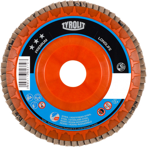 Premium LongLife Flap Disc, 4-1/2" x 7/8", Type 27, 120 Grit, Zirconium Action Paper