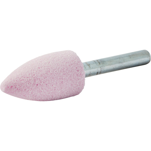 Vitrified Bond Mounted Point, A12, Aluminum Oxide, 11/16" Dia., 1-1/4" L, 80 Grit Action Paper