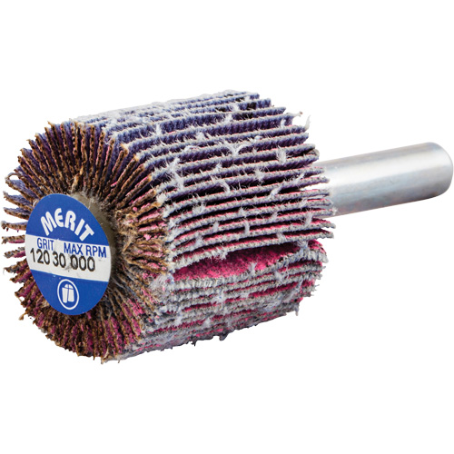 Shank Mounted Mini Flap Wheel, Ceramic Alumina, 120 Grit, 1" x 1" x 1/4" Action Paper