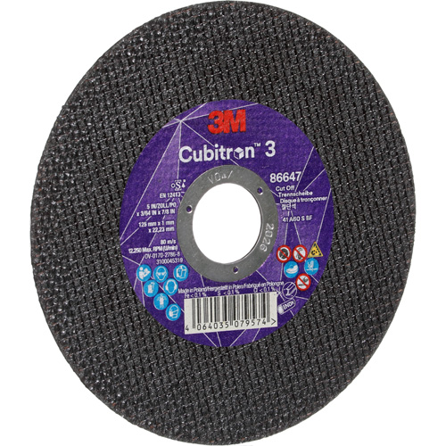 Disque de coupe Cubitron 3, 5" x 9/32", Arbre de 3/8", Type 41 Action Paper