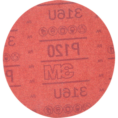 Disque abrasif rouge 01224 Hookit, 316U, dia 6", Grain P120, Oxyde d'aluminium, A Action Paper