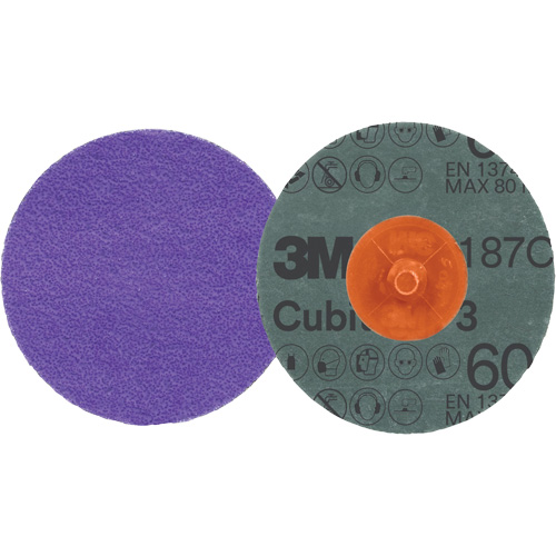 Disque en fibre Roloc Cubitron 3, 2" dia., Grain 60+, C&eacute;ramique Action Paper