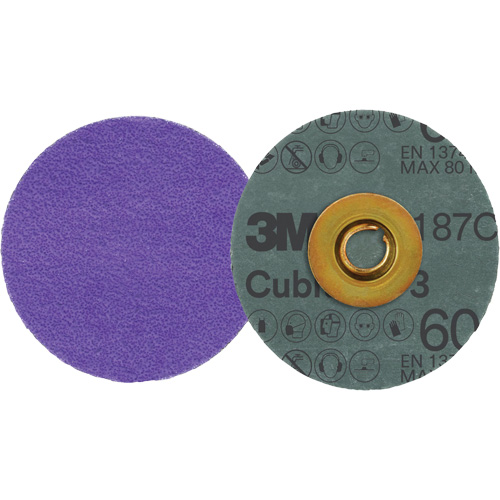 Disque en fibre Roloc Cubitron 3, 3" dia., Grain 60+, C&eacute;ramique Action Paper