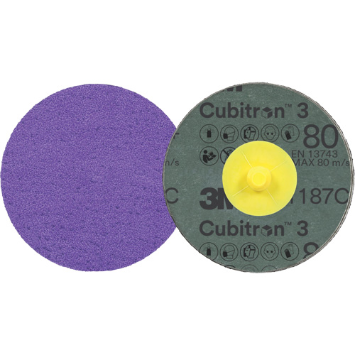 Cubitron 3 Roloc Fibre Disc, 3" Dia., 80+ Grit, Ceramic Action Paper